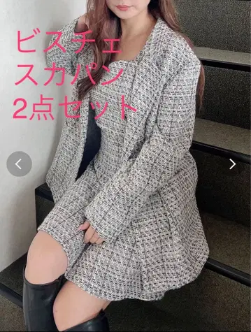 머큐리 듀오 오리지널 트위드 뷔스티에 치마바지 2종 세트