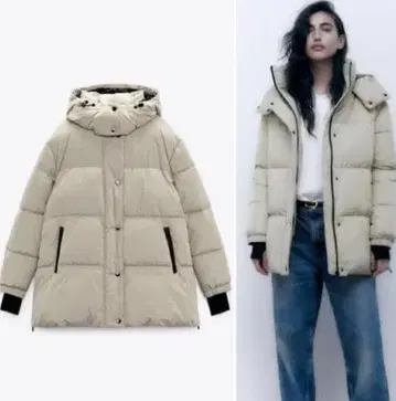 ZARA 자라 후디드 퍼프 자켓 M