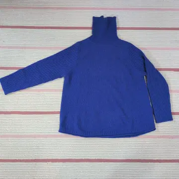 파란 터틀넥 스웨터