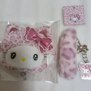 챠미키티 갸루 고양이 페이스형 파우치 & 스트랩 2세트