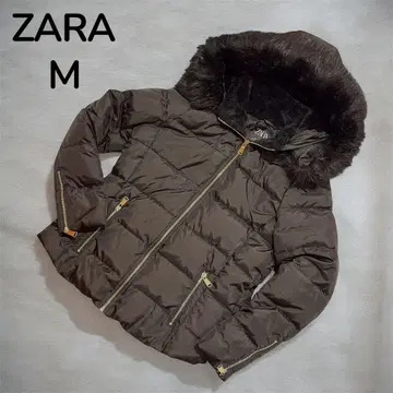 ZARA 자라 퍼 달린 숏 2way 다운 자켓 M 블랙 금장 장식