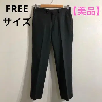 [ 새상품급 ] 스트라이프 크롭 팬츠 모노톤 앵클 기장 블랙 프리