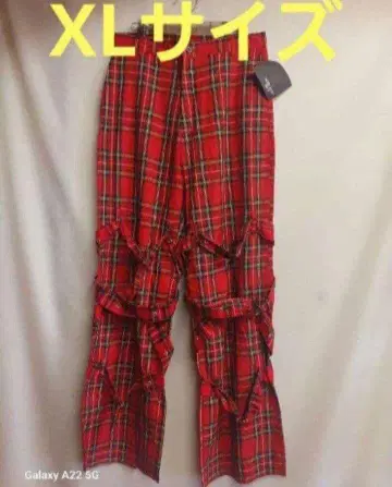 MAD 남성용 타탄 체크 본지티 팬츠 빨간색 XL