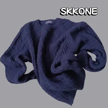 SKKONE 피셔맨 스웨터 니트 네이비 울 100% L