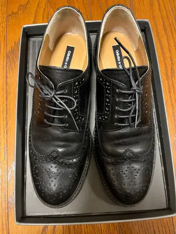 여성용 블랙 가죽 브로그 신발