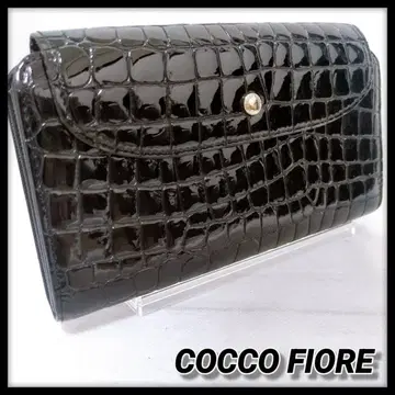 COCCO FIORE 장지갑 블랙 크로커다일 무늬 블랙