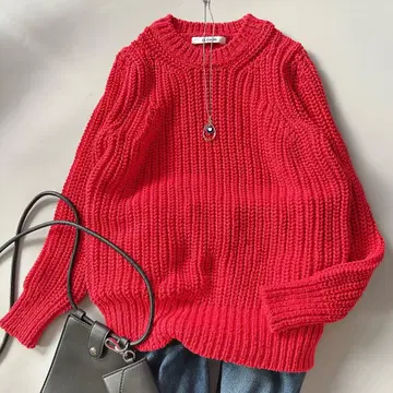 새상품급 슬론 코튼 100 긴팔 니트 스웨터 빨간색