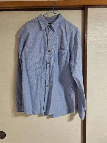 B4 파랑 버튼 긴팔 셔츠 XL BEAMS