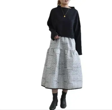 Eimee Law 부클 자카드 패널 도트 스커트