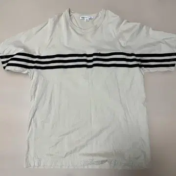 Y-3 크림색 스트라이프 티셔츠