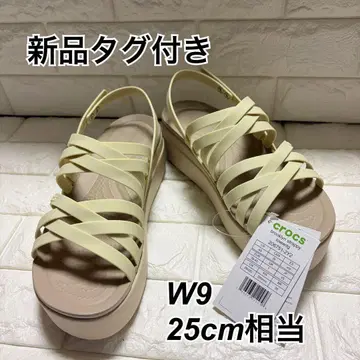 택 포함 새상품 CROCS 브루클린 스트래피 웨지 샌들 W9