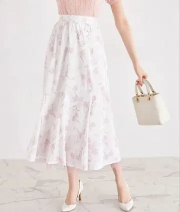 [ 미사용 택 포함 ] 토코 클로젯 펄 장식 튤립 프린트 스커트