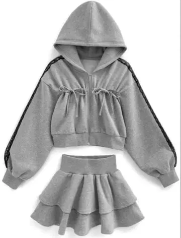 GRL 리본 후드티 x 미니 스커트 맨투맨 셋업[pm742]