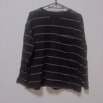 블랙과 화이트 스트라이프 오버 사이즈 셔츠 루즈핏 긴팔 티셔츠