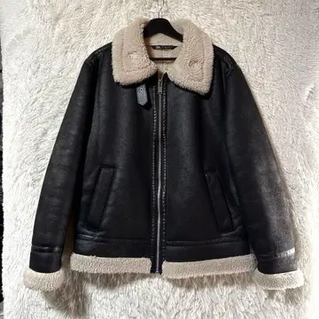 ZARA 자라 보아 페이크 무스탕 플라이트 자켓 블랙 L