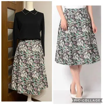 레리안 미사용 새상품급 꽃무늬 자카드 스커트 이탈리아제 원단