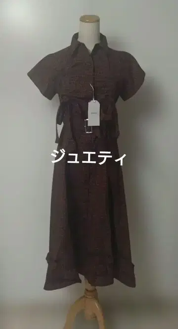 택 포함 새상품 쥬에티 2025년산 개더 리본 롱 셔츠 원피스