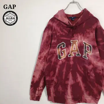 GAP 갭 후드티 아치 로고 자수 타이다이 염색 90s 빨간색 레드 M