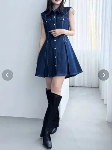 dazzlin 다즐린 스위칭 턱 미니 원피스 데님