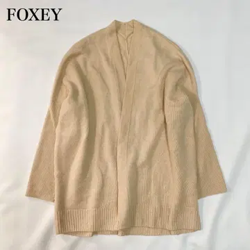 FOXEY 캐시미어 100% 롱 가디건 포켓 부착 리브