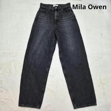 미라 오웬 Mila Owen 하이웨스트 와이드 테이퍼드 데님 팬츠