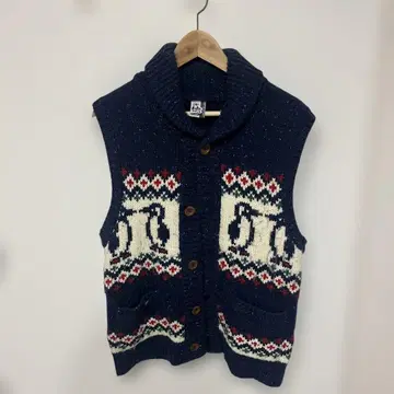 CHUMS 펭귄 패턴 니트 베스트 L 사이즈