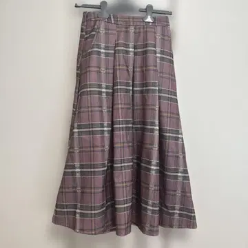 Dleepy Town 핑크 그레이 타탄 체크 롱 스커트