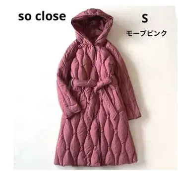 so close 퀼팅 다운 코트 벨트 포함 모브 핑크