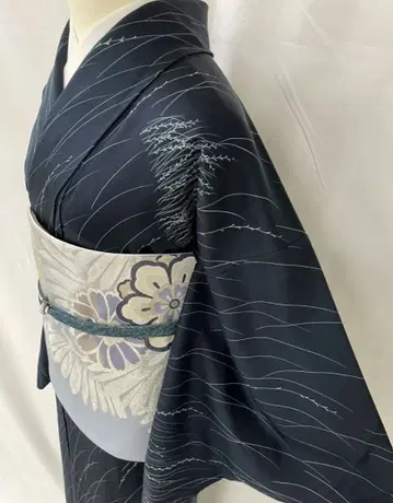 새상품급 순수 실크 이중 기모노와 후쿠로 오비 세트