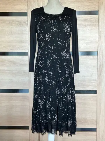 슈퍼 뷰티 꽃무늬 블랙 긴팔 파워넷, 원피스 (44)