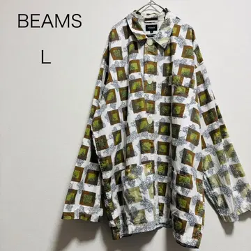 [ BEAMS ] 셔츠 L 브라운 화이트 구제 의류