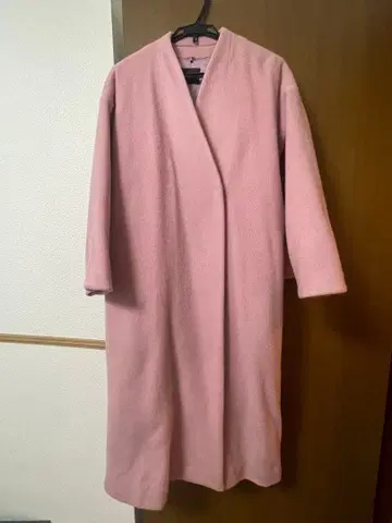 핑크 롱 코트 허리 벨트 포함