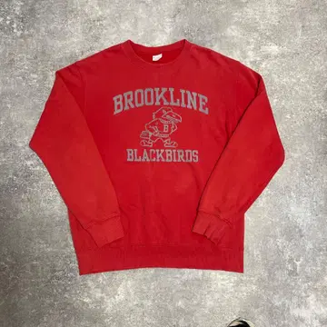 챔피온 칼리지 트레이닝복 로고 맨투맨 눈 있음 빨간색 구제 의류 레어