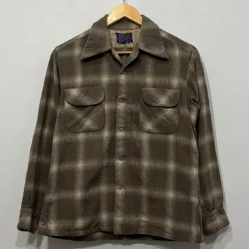 70s PENDLETON 옴브레 체크 패턴 보드 셔츠 M 울