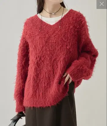 미스틱 샤기 니트 레드