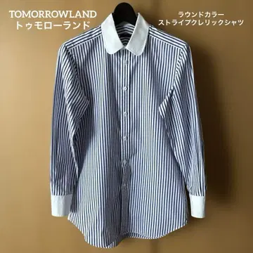 TOMORROWLAND 라운드 칼라 스트라이프 클레릭 셔츠