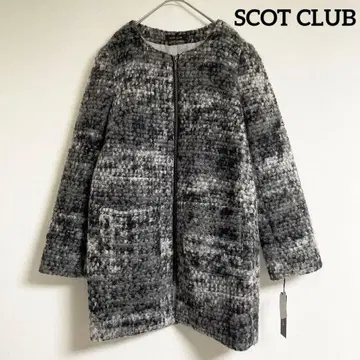 새상품, 택 포함 스콧 클럽 모헤어 울 노카라 코트 야마다야