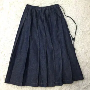컨디션 최상 nop de nod 데님 스티치 플리츠 스커트 M