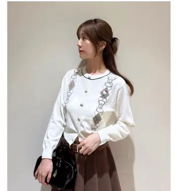 SNIDEL 스나이델 [ HELLO KITTY ] 아가일 가디건