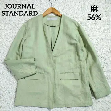 저널 스탠다드 레이온 린넨 자켓 린넨 노카라 그린
