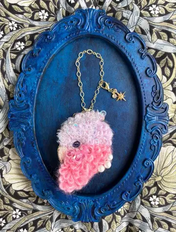 [ 모모이로 잉꼬 ] 비즈 자수 브로치 백참