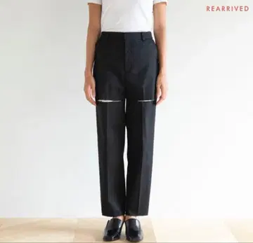 시루무린 컷 아웃 디자인 블랙 치노 팬츠 M 사이즈