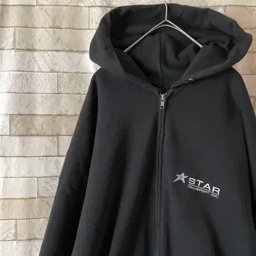 Lee 리 지퍼 후드티 자수 속기모 블랙