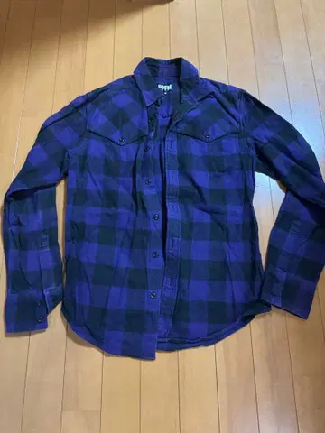 PPFM 보라색과 블랙 체크 긴팔 셔츠 M