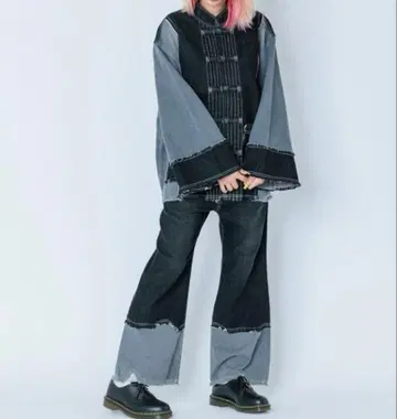 candystripper 밑단 절개 데님 블랙