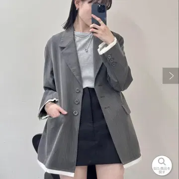 mystic 밑단 레이어드 자켓 차콜 그레이