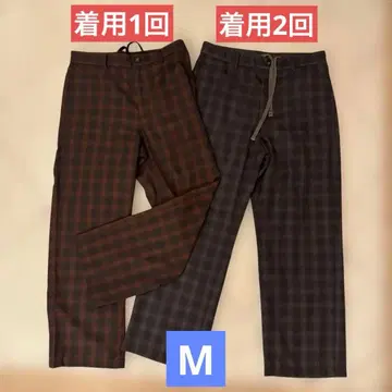 BEAMS 와이드 체크 트라우저 2색 세트