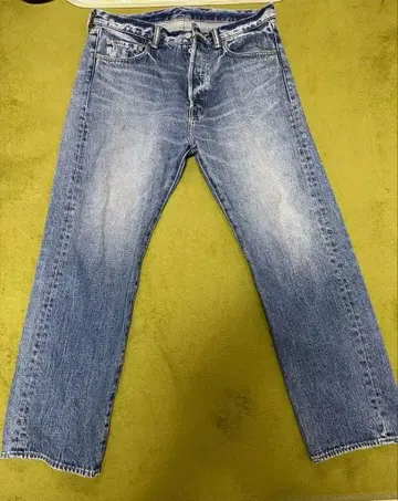 스트레이트 데님 파랑 버튼 플라이