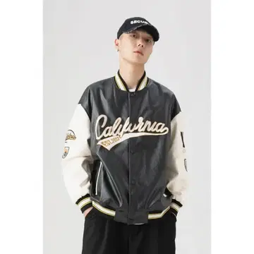 충전솜 가죽 바시티 자켓 바시티 자켓 karaku