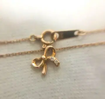 k10 새상품급 핑크 골드 리본 모티브 목걸이